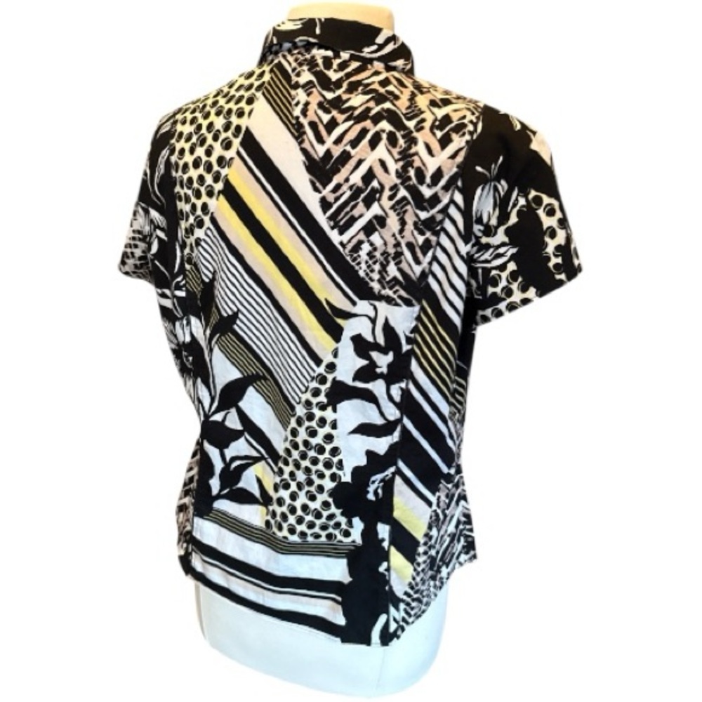 Button down short sleeve Vintage blouse Mixed Print by Gerry Weber Sz Lg​ - Picture 3 of 10